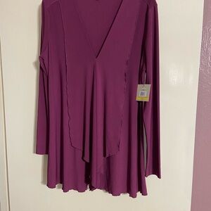 Women's Long Sleeve V-Neck Top - Purple